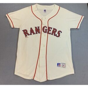 Vintage Russell Athletic Texas Rangers Jersey YOUTH XL White Baseball MLB 90s